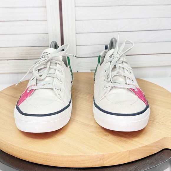 Sperry Crest Vine Bionic Sailcloth Sneaker Shoes White Pink Green 10 - Picture 2 of 11